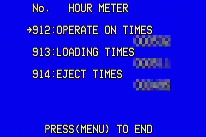 SERVICE MENU＞HOUR METER